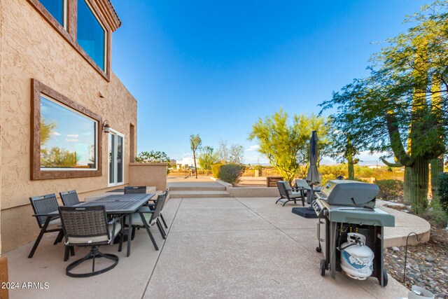 view of patio / terrace featuring a grill