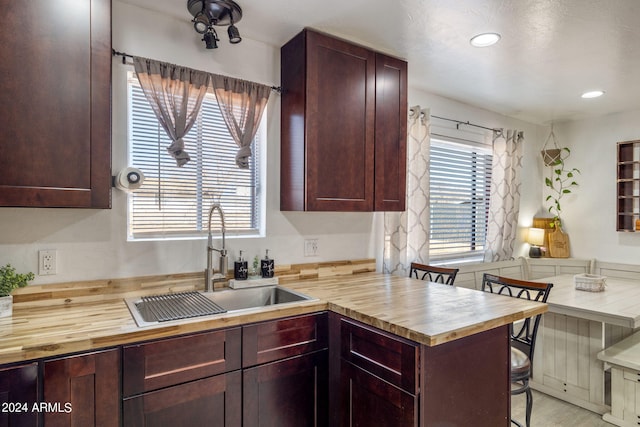 kitchen featuring butcher block countertops and sink