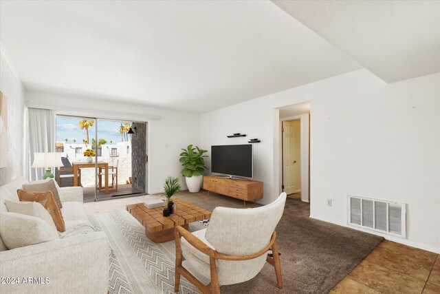 living room featuring tile patterned floors