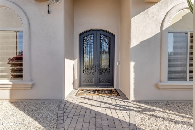 doorway to property with french doors