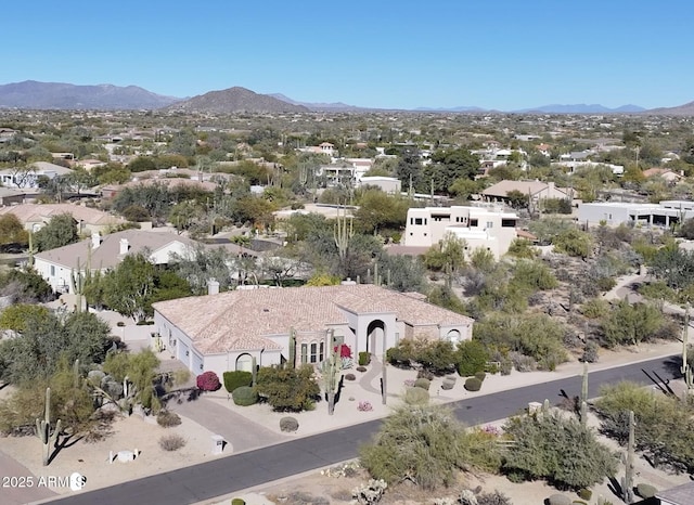 aerial view featuring a mountain view