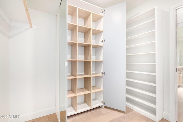 spacious closet featuring light wood-type flooring