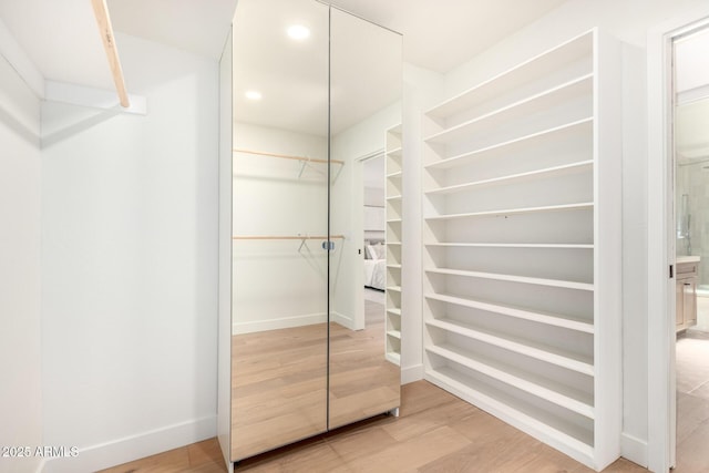 spacious closet with wood finished floors