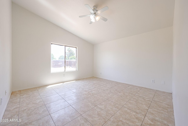 305 N Miller Rd, Buckeye, AZ 85326 - spare room with vaulted ceiling, ceiling fan, and light tile patterned flooring