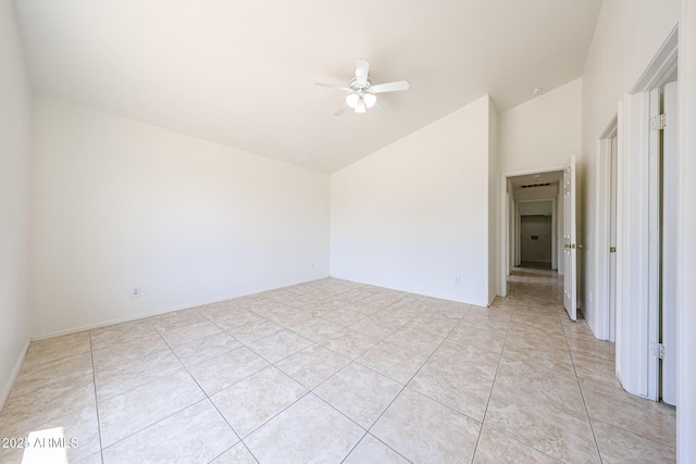 305 N Miller Rd, Buckeye, AZ 85326 - spare room with lofted ceiling, a ceiling fan, and light tile patterned flooring