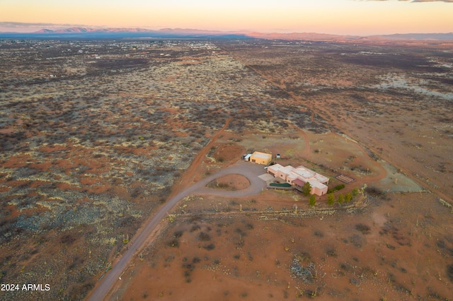 view of aerial view at dusk