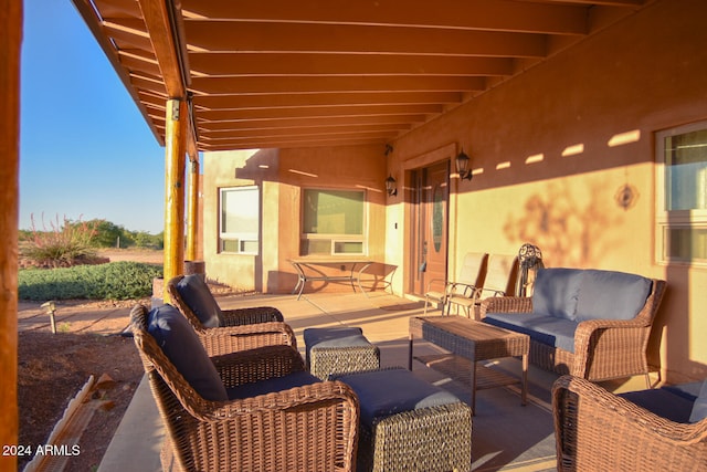 view of patio / terrace featuring an outdoor living space