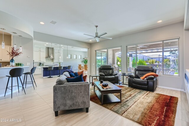 25979 W Taro Dr, Buckeye, AZ 85396 - living room featuring a ceiling fan and recessed lighting