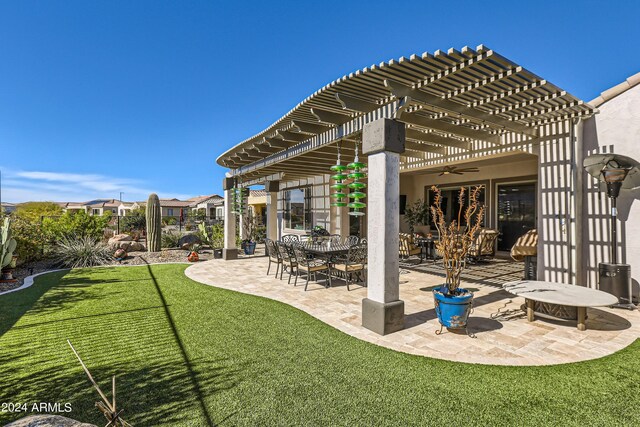 25979 W Taro Dr, Buckeye, AZ 85396 - view of patio featuring ceiling fan and a pergola