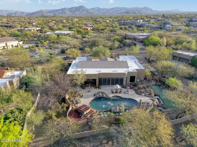 8167 E Sand Flower Dr, Scottsdale, AZ 85266 - aerial perspective of suburban area featuring a pool area and a mountainous background