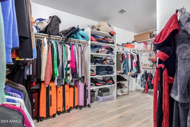 spacious closet with hardwood / wood-style floors