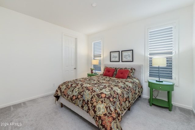 carpeted bedroom with multiple windows