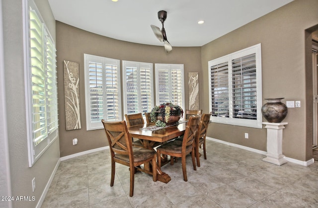 view of tiled dining space