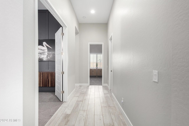 hall featuring light wood-type flooring