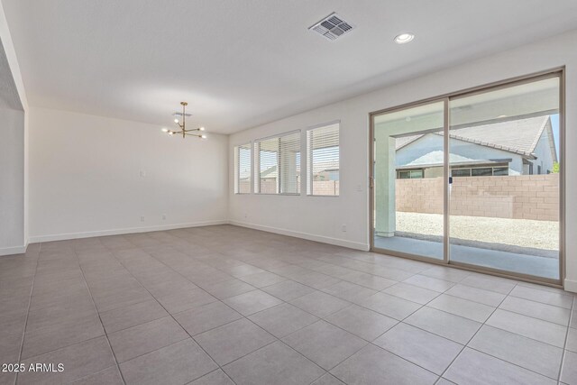 22876 E Via Del Sol, Queen Creek, AZ 85142 - tiled empty room featuring a chandelier, baseboards, and recessed lighting