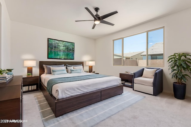 22876 E Via Del Sol, Queen Creek, AZ 85142 - bedroom featuring light carpet and a ceiling fan