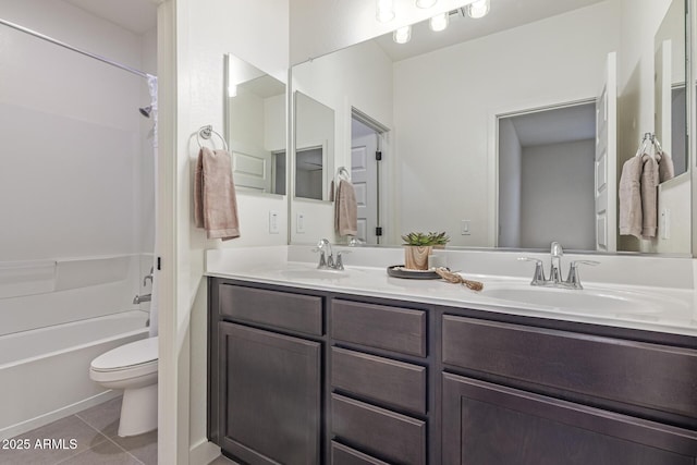 22876 E Via Del Sol, Queen Creek, AZ 85142 - full bath with tile patterned floors, toilet, bathtub / shower combination, and double vanity