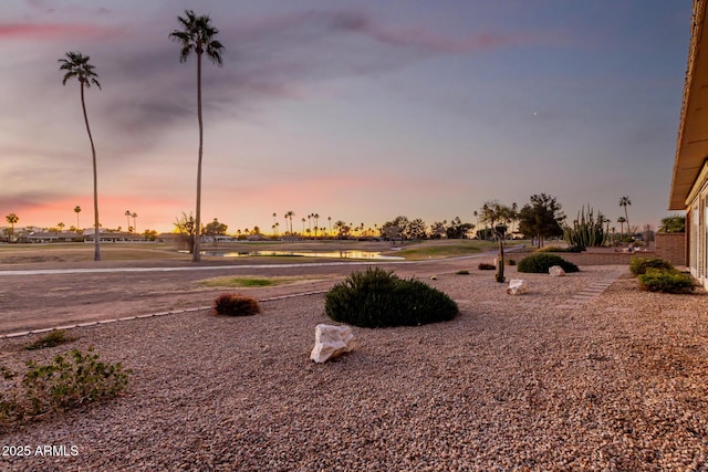 view of yard at dusk