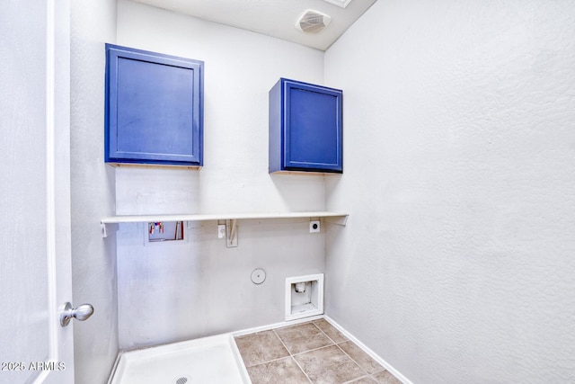 laundry room featuring hookup for a washing machine, visible vents, cabinet space, gas dryer hookup, and electric dryer hookup