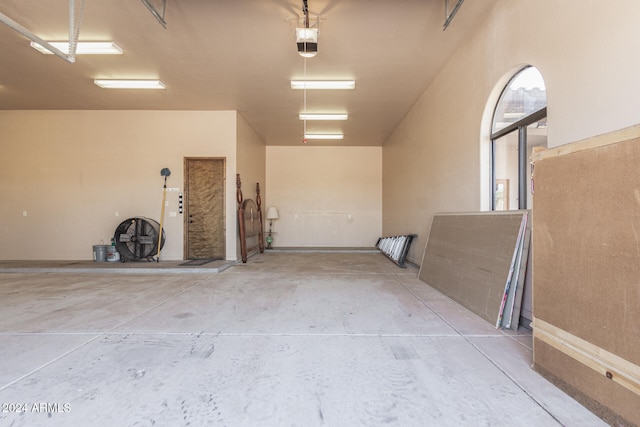 garage with a garage door opener