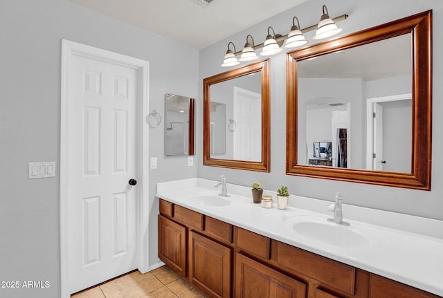 941 E Stirrup Ln, San Tan Valley, AZ 85143 - full bathroom with double vanity and tile patterned floors