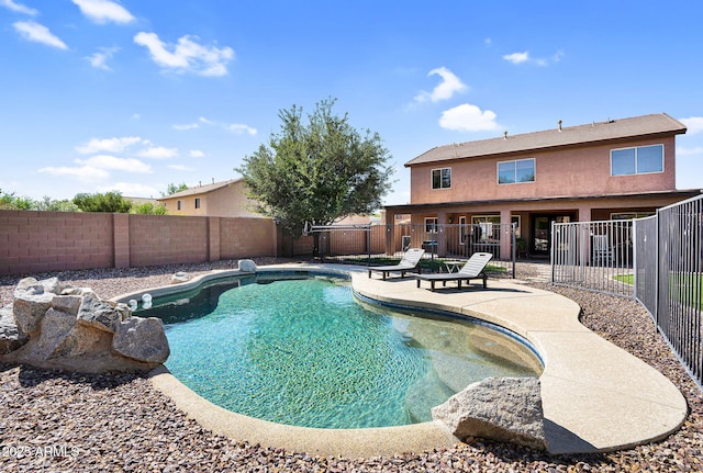 941 E Stirrup Ln, San Tan Valley, AZ 85143 - view of swimming pool featuring a fenced backyard and a patio