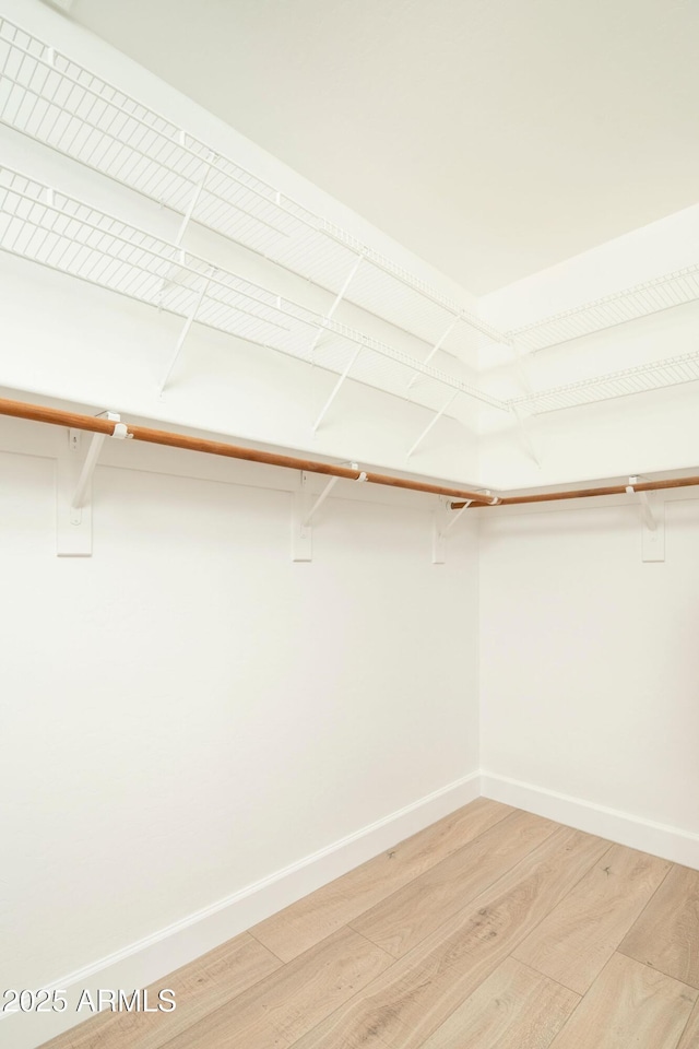 spacious closet with light wood-style flooring