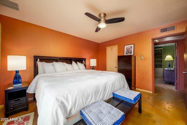 15212 N 37th Ave, Phoenix, AZ 85053 - bedroom with baseboards, a textured wall, a ceiling fan, and visible vents