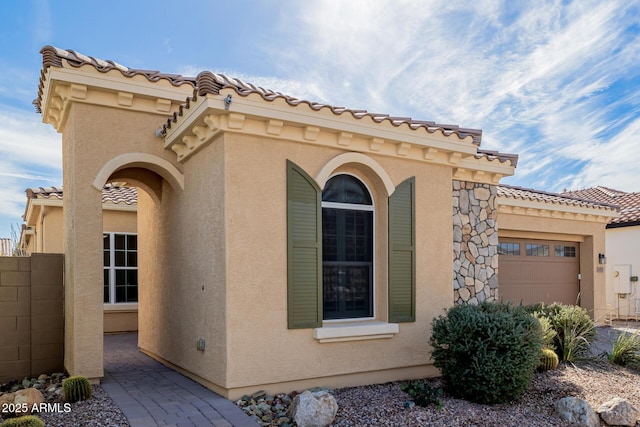 exterior space featuring a garage