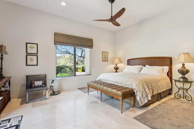 bedroom featuring ceiling fan