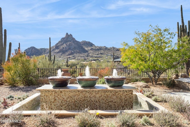 view of yard featuring a mountain view