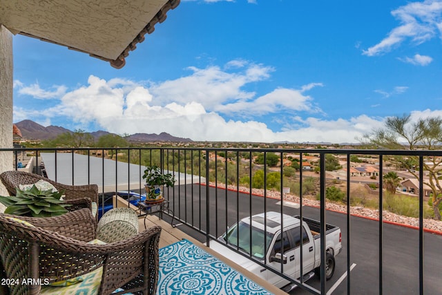 balcony with a mountain view