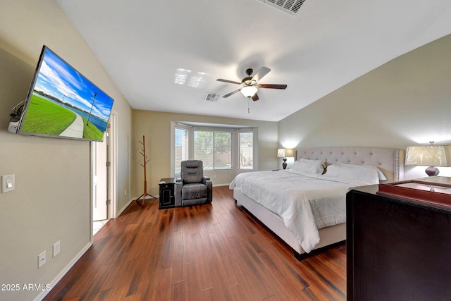 9926 W Gross Ave, Tolleson, AZ 85353 - bedroom featuring dark wood-style floors, ceiling fan, and lofted ceiling
