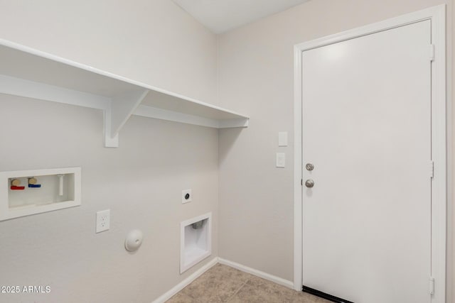 laundry room featuring hookup for an electric dryer, baseboards, gas dryer hookup, laundry area, and washer hookup