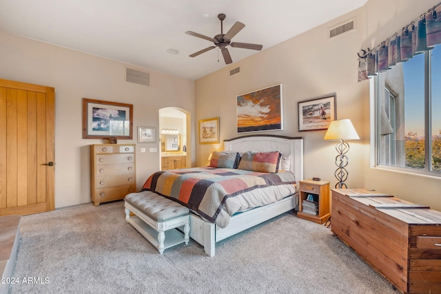 bedroom featuring carpet and ceiling fan