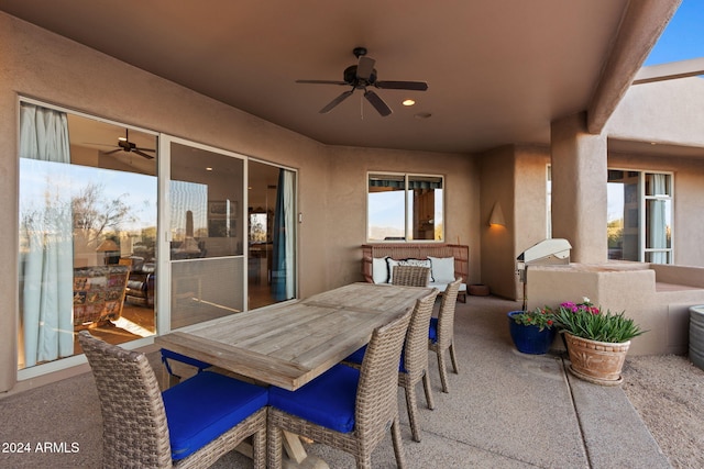 view of patio with ceiling fan