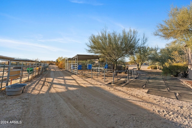 view of street with a rural view