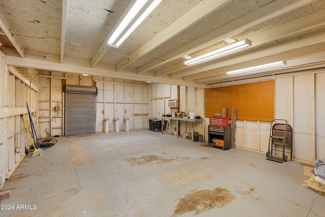 interior space featuring a workshop area