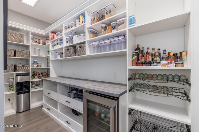 pantry featuring beverage cooler