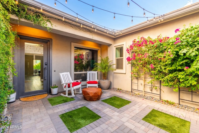 doorway to property featuring a patio