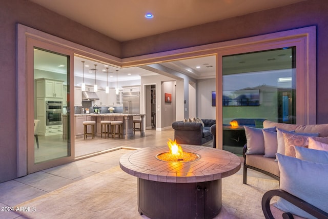 view of patio featuring sink