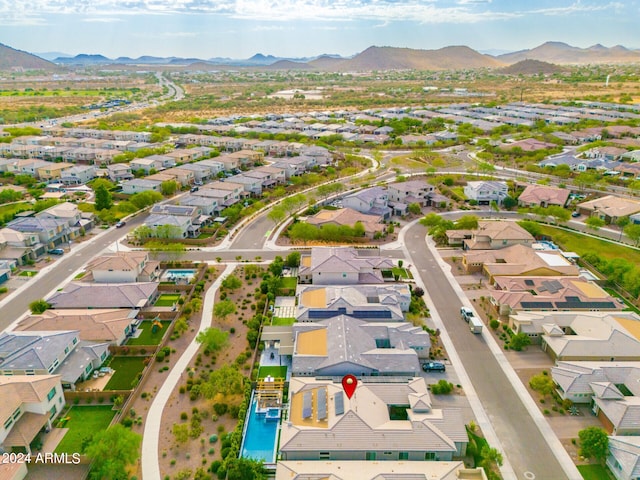 bird's eye view with a mountain view