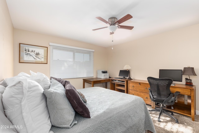 bedroom with carpet and ceiling fan