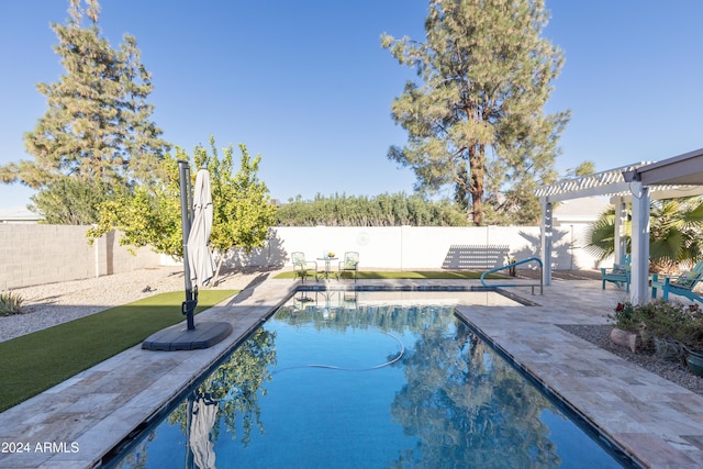 view of pool featuring a pergola and a patio area