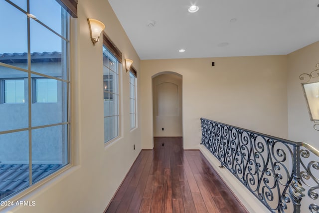 hall featuring dark wood-type flooring