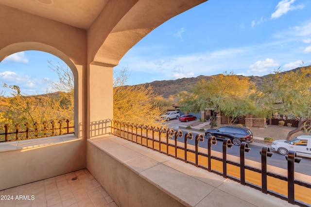 balcony with a mountain view