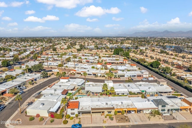 drone / aerial view with a mountain view