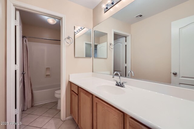 2862 E Megan St, Gilbert, AZ 85295 - bathroom with vanity, toilet, tile patterned flooring, and shower / bath combo