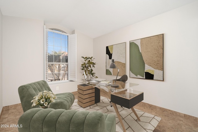 office area featuring light tile patterned floors