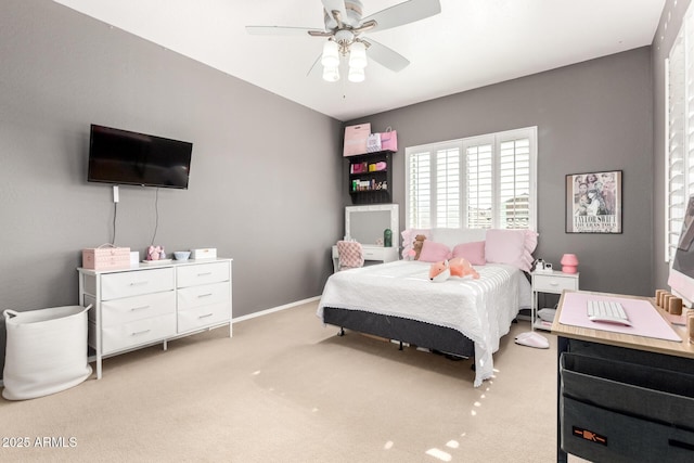 1429 E Lowell Ave, Gilbert, AZ 85295 - bedroom with light colored carpet and ceiling fan